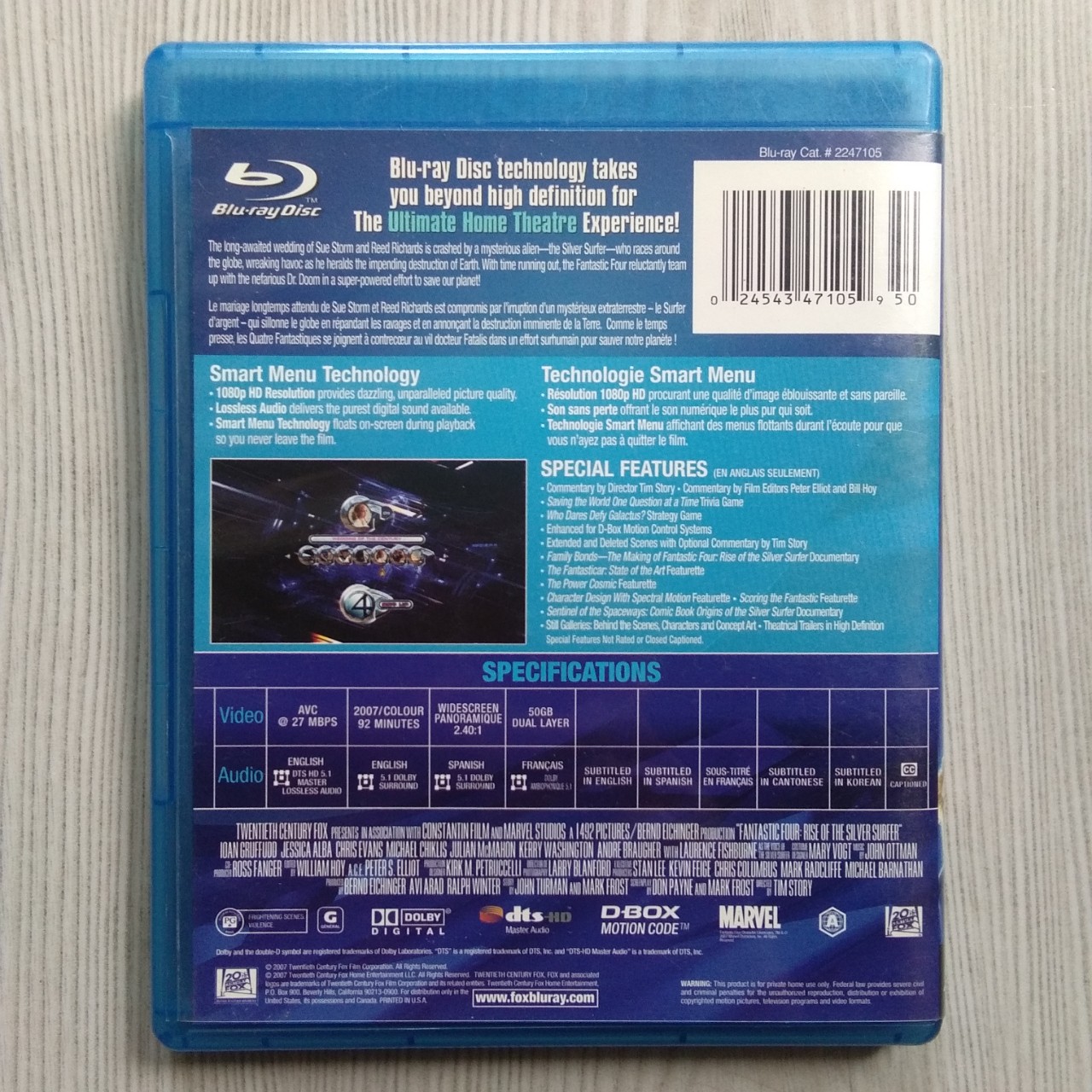 Bluray Movie Original FANTASTIC FOUR: RISE OF SILVER SURFER (2007)