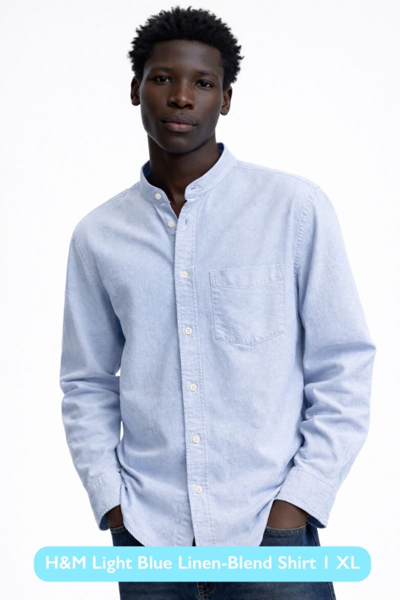 H&M Linen Light Blue Shirt
