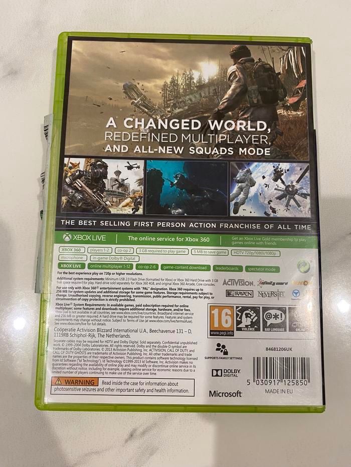 Xbox 360 Call of Duty Ghost COD CD DVD Original BD Ori Xbox One Backward Compatible