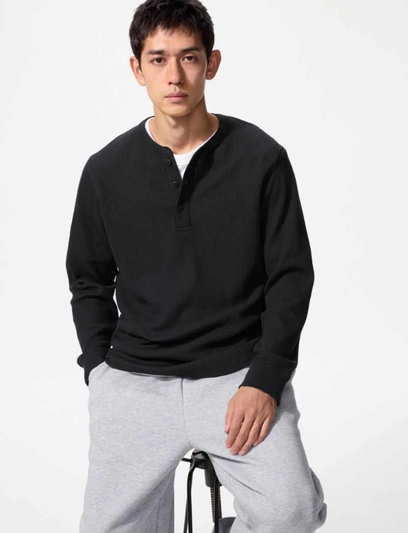 UNIQLO Waffle Henley TShirt