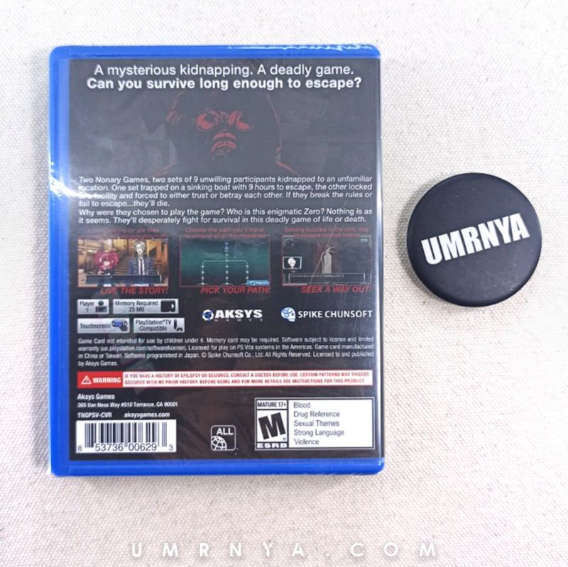 Kaset PS Vita Playstation Zero Escape The Nonary Games PSVITA R1