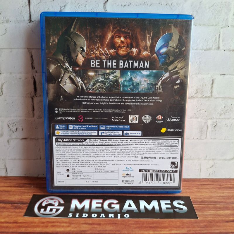 Kaset BD PS4 Batman Arkham Knight - Second/Bekas