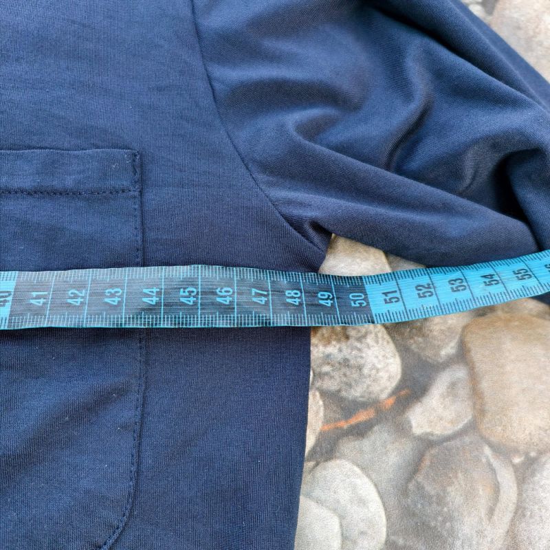 Long Sleeve Navy High-Neck Pocket Tee