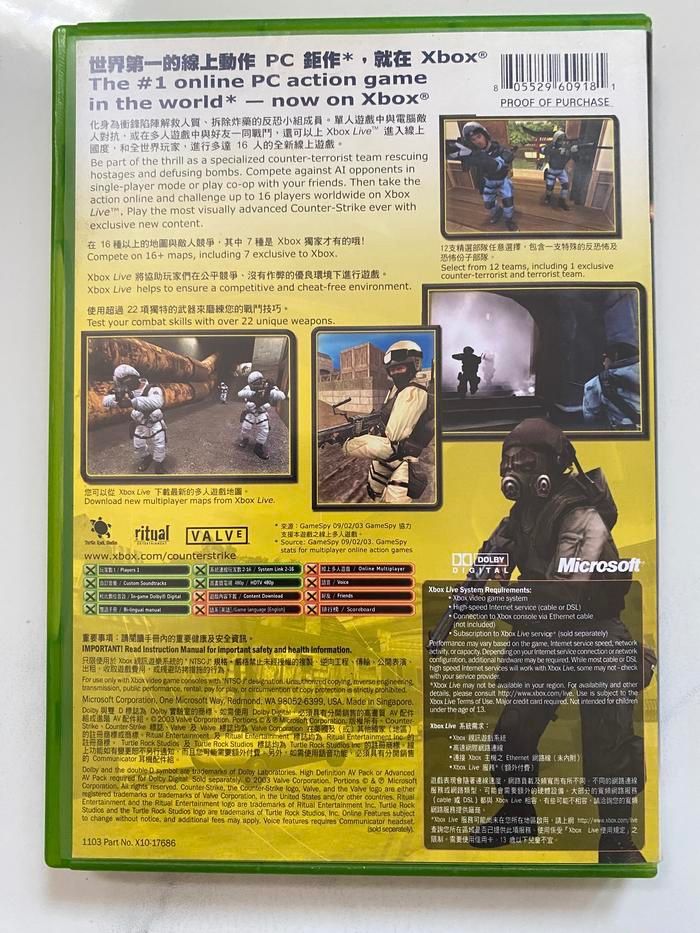 Xbox Classic Counter Strike CD DVD BD Ori CS Counterstrike Original