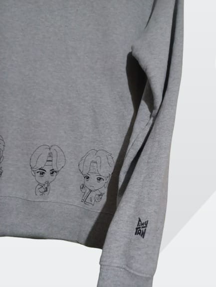BTS TinyTAN Sweatshirt Grey Kpop band merch size M