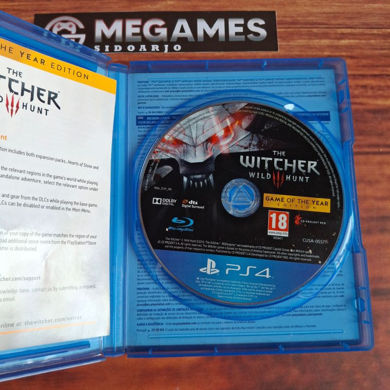 Kaset BD PS4 The Witcher 3 Game Of The Year Edition - Second/Bekas