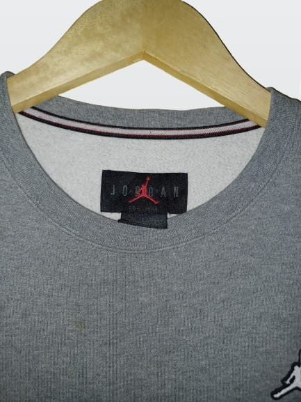 Nike Air Jordan Sweatshirt Grey Size L Jumpman Spell out Logo Fleece inner