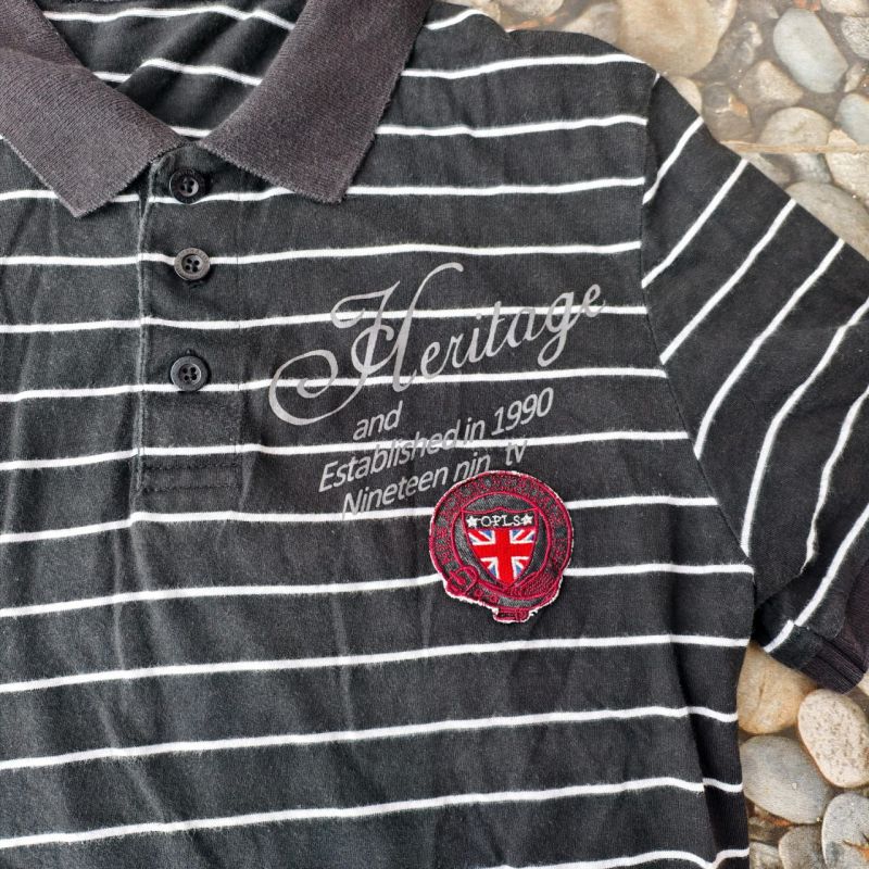 Polo Shirt Hitam Stripes Heritage – Size M