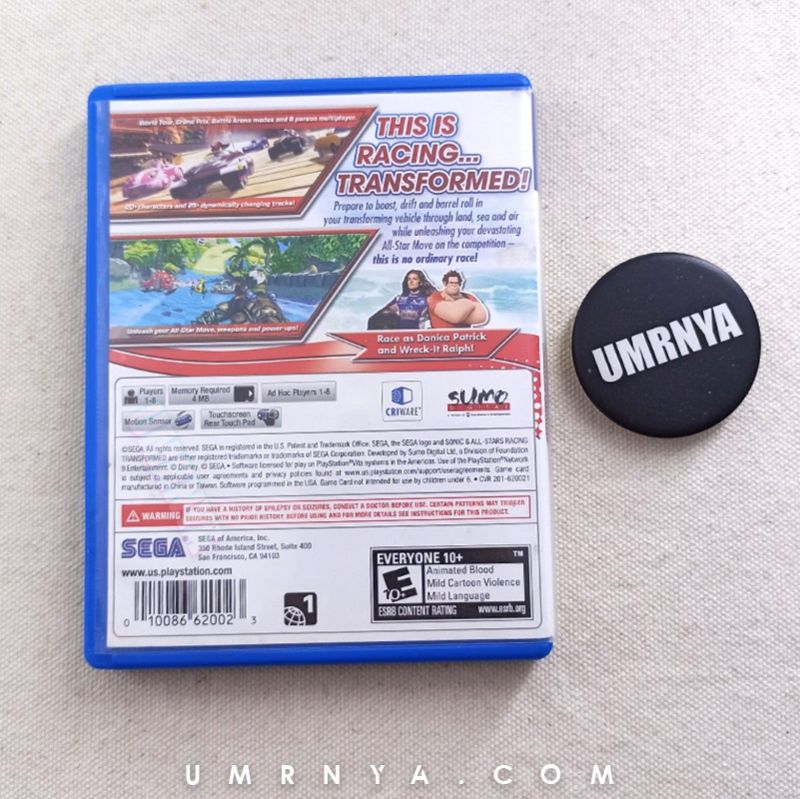BOX COVER ONLY, Sonic & All-Stars Racing Transformed PsVita Game Cartridge PS Vita Games All Stars