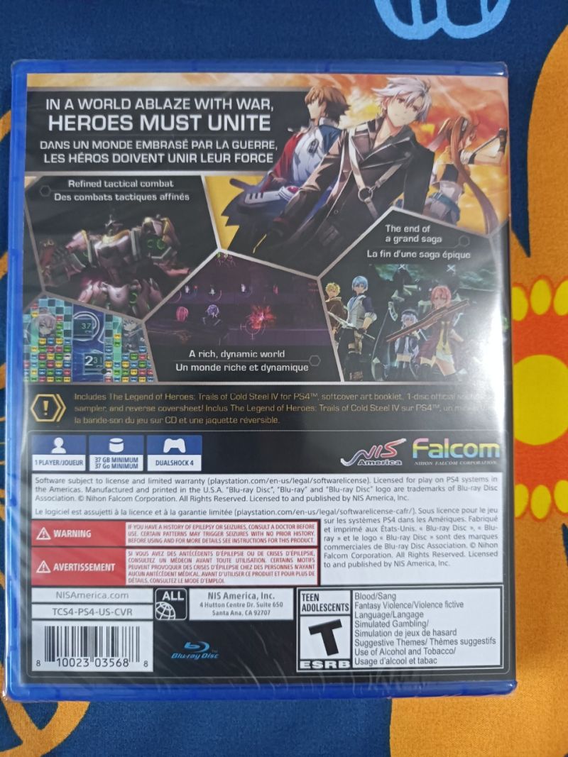 PS4 TRAILS OF COLD STEEL IV (NEW) REG 1 US