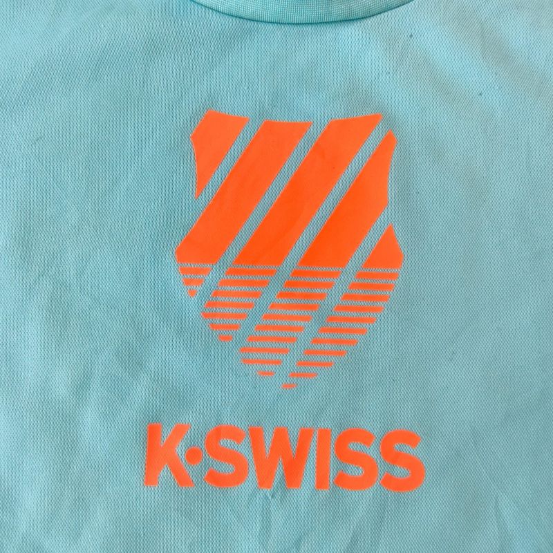 Kaos K-Swiss Original Biru Muda Logo Oranye Size 160 / M