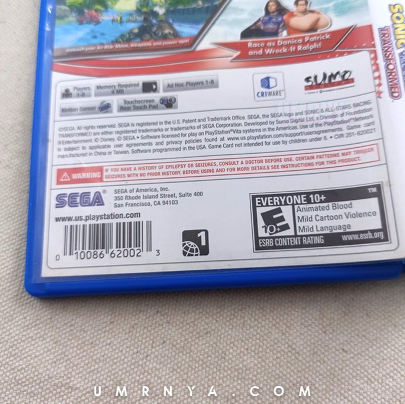 BOX COVER ONLY, Sonic & All-Stars Racing Transformed PsVita Game Cartridge PS Vita Games All Stars
