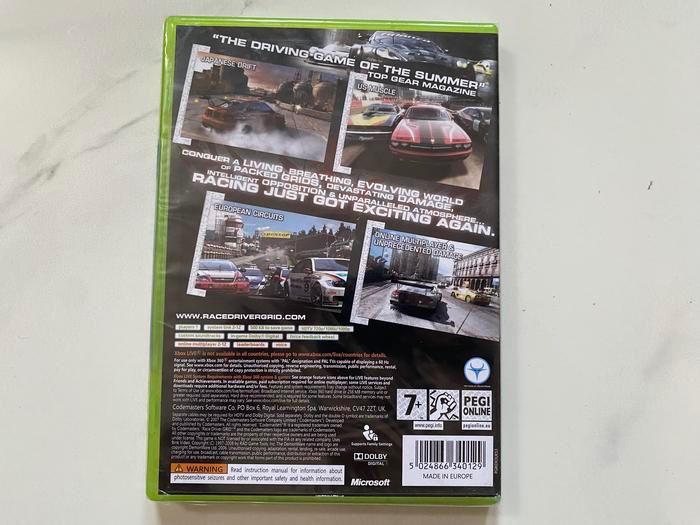 NEW SEALED Xbox 360 Racedriver GRID CD DVD BD Ori Region PAL Original Kaset New Segel