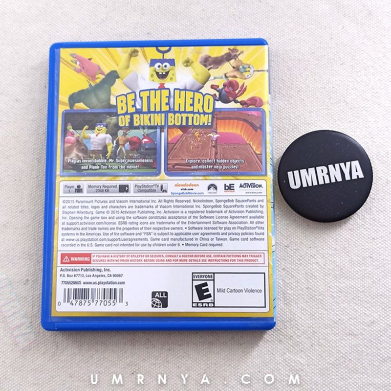BOX COVER ONLY, SpongeBob HeroPants Kaset PsVita Game Cartridge PS Vita Games Sponge Bob