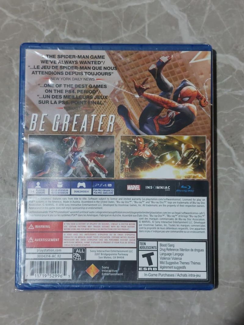 Spiderman Game of The Year Edition PlayStation 4 (Region 1 / US)