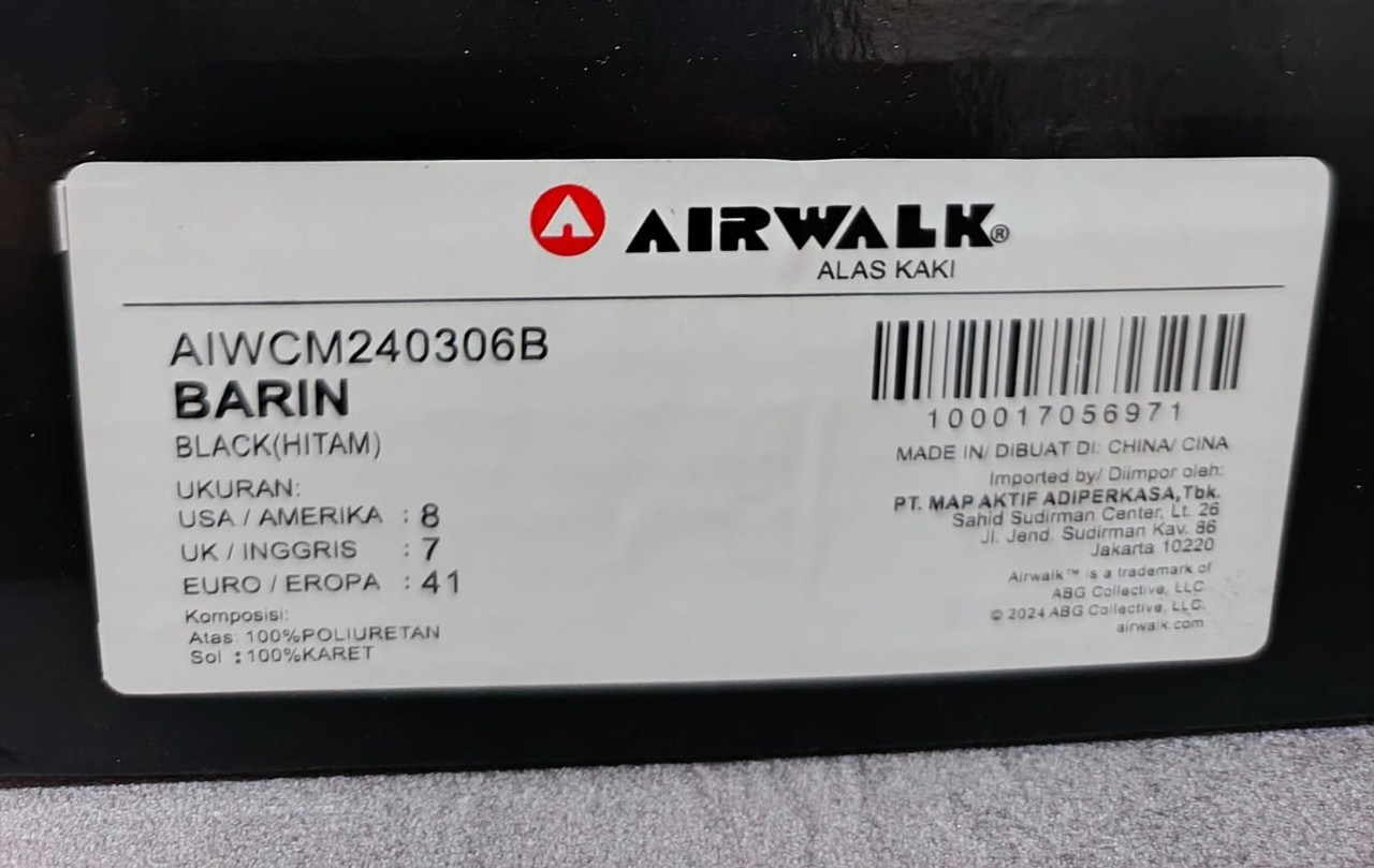 AIRWALK CASUAL -  BARIN -  BLACK - SIZE 41 EU (MEN) - ORIGINAL