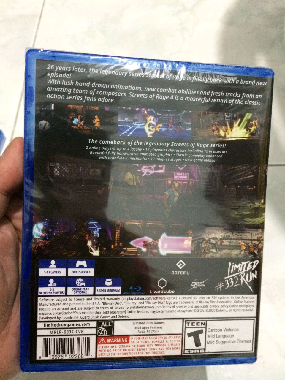 Ps4 -  streets of rage 4 - limited run game #332