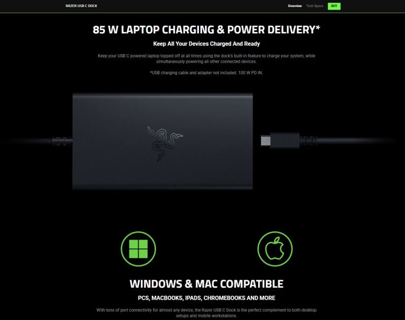 Razer USB Hub Type-C to USB 3.0,Gigabit Ethernet (RJ-45) Port,HDMI 4K @60Hz,SD,UHS-I Card Slot 11in1