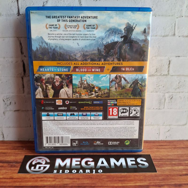 Kaset BD PS4 The Witcher 3 Game Of The Year Edition - Second/Bekas