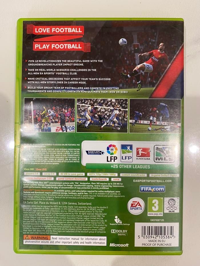Xbox 360 Fifa 12 CD DVD BD Ori Region PAL Original