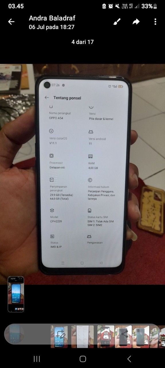 KHUSUS PEMENANG LELANG DI PESBUK. HP OPPO A54 (RAM 4GB/64GB). DEDY MULYONO