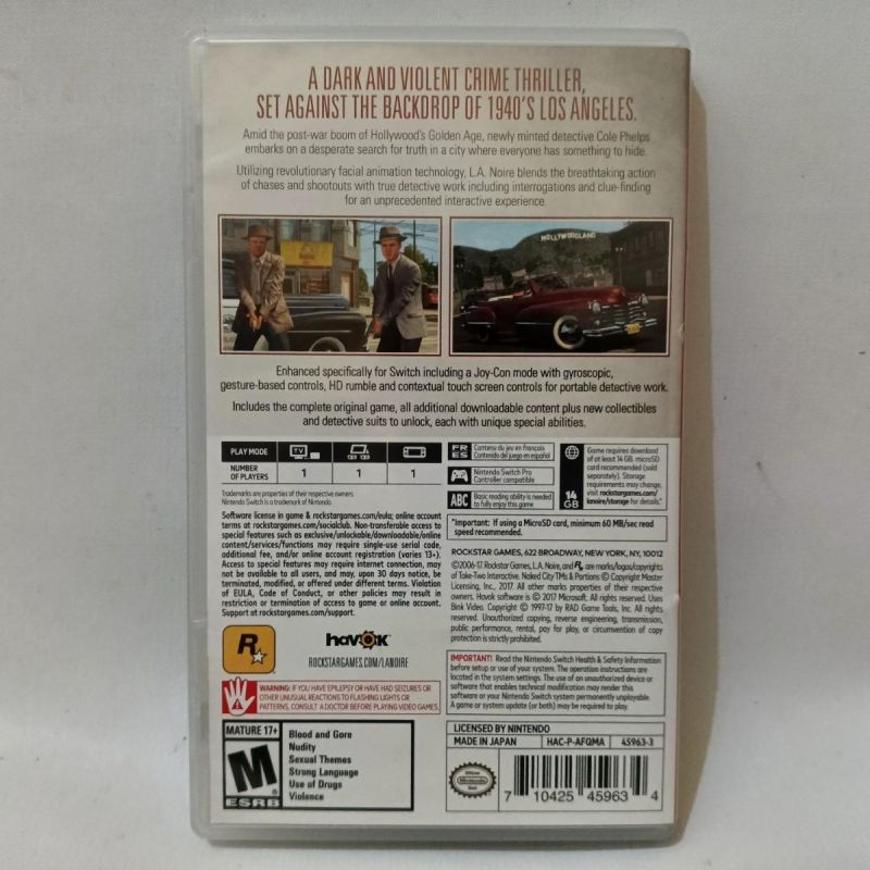 Game Switch - LA Noire Reg. Pure USA Original