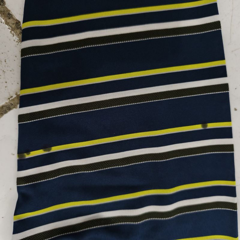 NIKE GOLF Polo Shirt Long Sleeves Dark Blue Stripped Blue Yellow Brown White